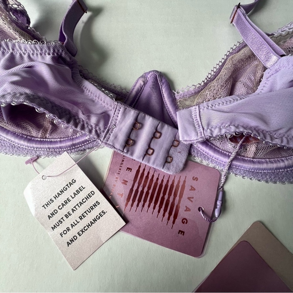 NWT Savage X Fenty FLORAL GLOW UNLINED LACE BRA purple lavender 36B & Medium - Picture 11 of 14